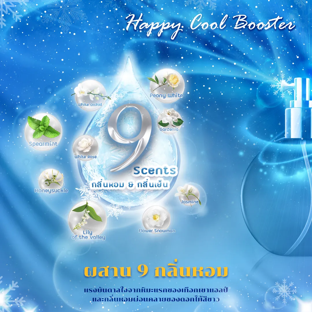 Haby Softener Happy Snow Happy Cool Booster Blue - Haby ผลิตภัณฑ์ดูแลผ้า